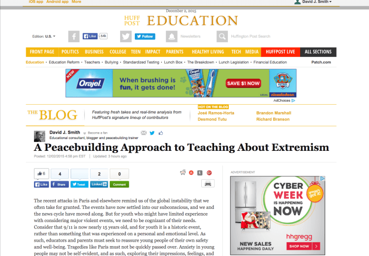 A Peacebuilding Approach to Teaching About Extremism   David J. Smith