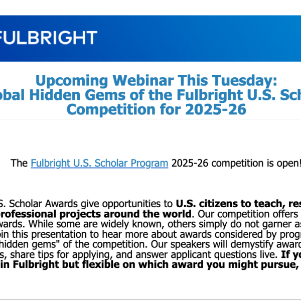 Consider the Fulbright U.S. Scholar Program: Competition is Now&nbsp;Open